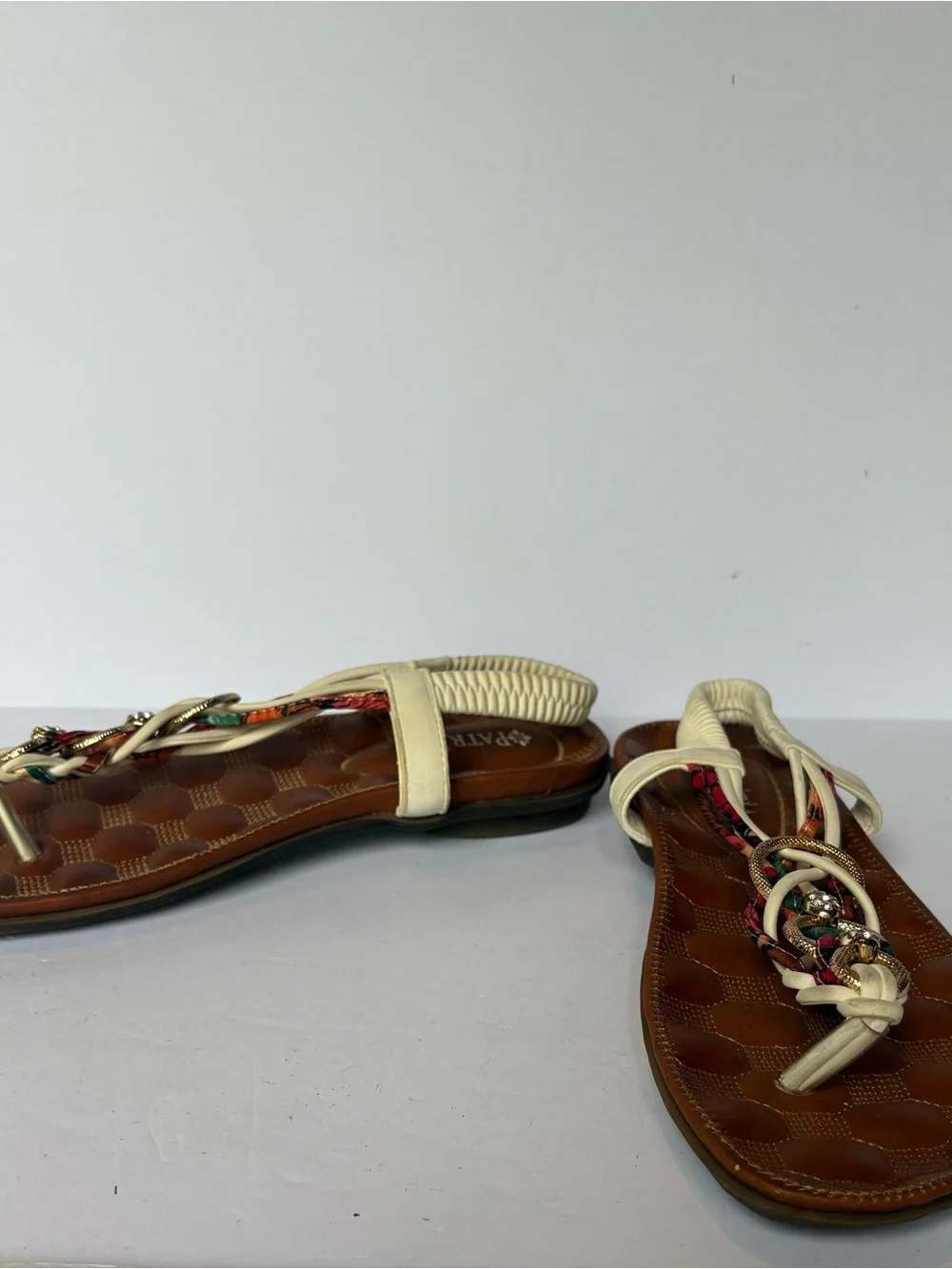 Beautiful Patrizia Women’s Cream/Gold Multi Thong Sandals Size 36
